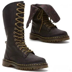 Dr Martens Aleina Triumph Boots 7 Tall Combat Fold Down Floral Chunky‎ Y2K 38